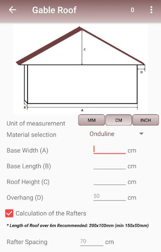 Calculation of the roof Screen 3
