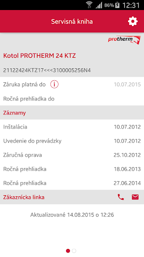 Android application Servisná kniha VGSK screenshort