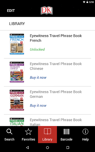 Screenshot of Eyewitness Travel Phrase Book