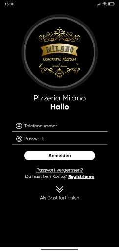Android application Pizzeria Milano screenshort