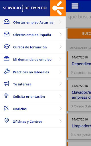 Android application Servicio Empleo de Asturias screenshort