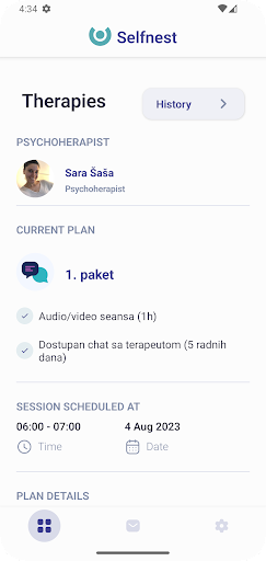 Android application Selfnest online therapy screenshort