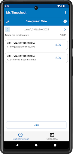 Android application Mx Timesheet screenshort
