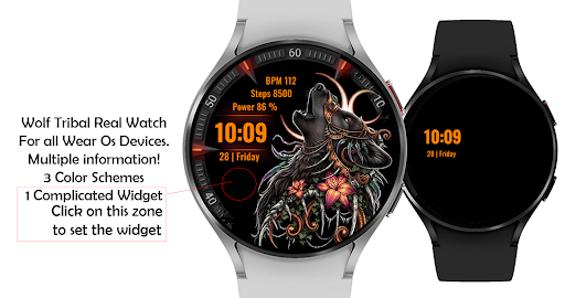 Tribal Wolf Wear Os Watchface Screen 3