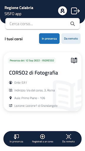 Android application SISFO Regione Calabria screenshort