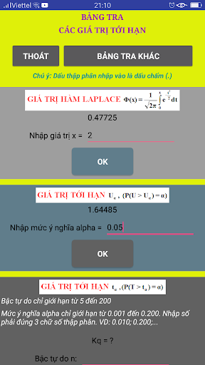 Tra Giá trị tới hạn Screen 2