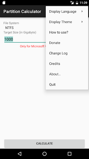 Partition Calculator (Paid) Screen 3