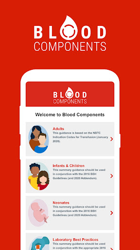 Android application Blood Components screenshort