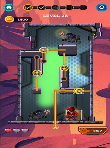 Red Stickman  SuperHero Rescue Pin Puzzle