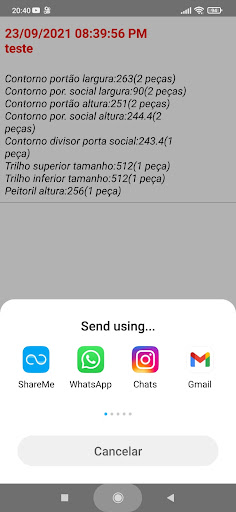 calculo de portões Screen 3