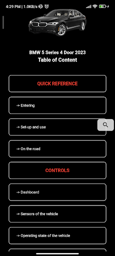 MyCar User Manual BMW 5 Series Screen 2