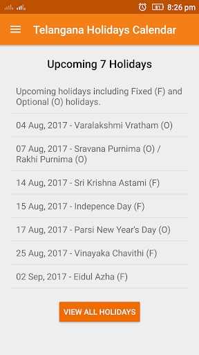 Android application Telangana Holidays Calendar 20 screenshort