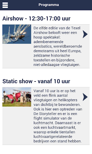Android application Texel Airshow screenshort