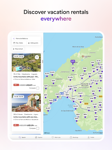 Screenshot of Vacation Rentals - HomeToGo