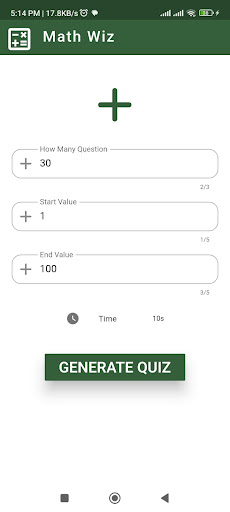 Mathematics Wizard Screen 3