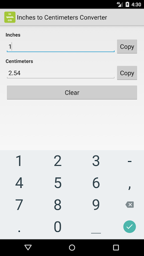 Inches to Centimeters Converter