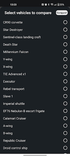 Android application Jedi vehicle encyclopedia screenshort
