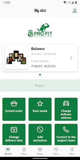 Android application ProFit Catering screenshort