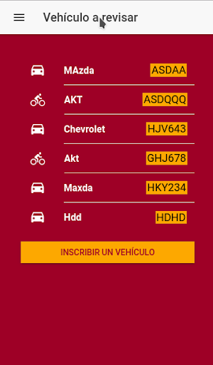 Android application Inspección Vehículos FNC screenshort