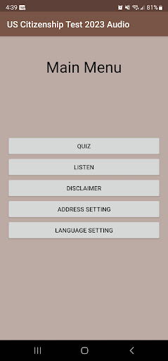 Android application US Citizenship Test 2023 Audio screenshort