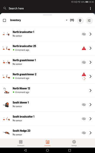 Screenshot of Husqvarna Fleet Services