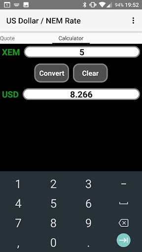 US Dollar / NEM Rate Screen 2