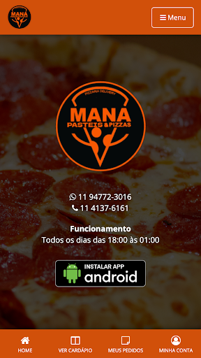 Android application Mana pizzas screenshort