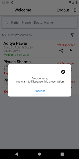 Android application MYPRESCRIB screenshort