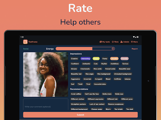 Screenshot of Testframe: Rate Attractiveness