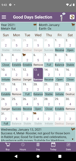 Android application Feng Shui Good Days Selection screenshort