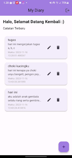 Android application MyDiary screenshort
