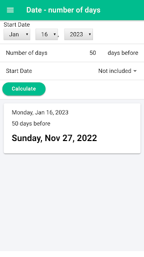 Date Calculator Screen 3