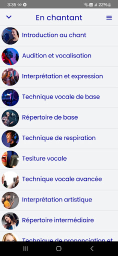 Aperçu de l'application