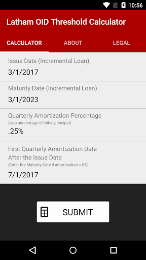 Android application OID Threshold Calculator screenshort