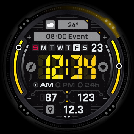 SH045 Watch Face, WearOS watch screenshot 13