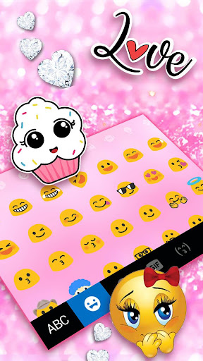 Luxury Pink Diamonds Keyboard Screen 3