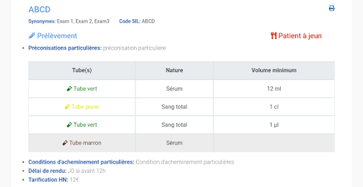 Catalogue des examens Bioesterel