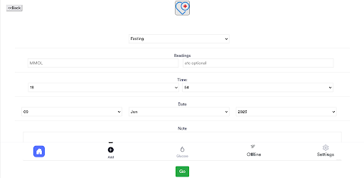 Diabetes Tracker & Glucose Log Screen 2