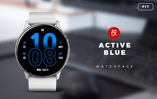 Android application Active Blue Fit Watch Face screenshort