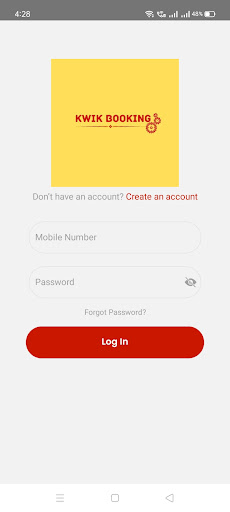 Android application kwikbooking Partner screenshort