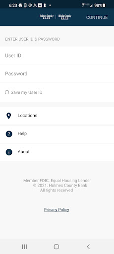 Android application Holmes County Bank screenshort