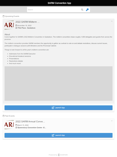 SARM Convention App Screen 3