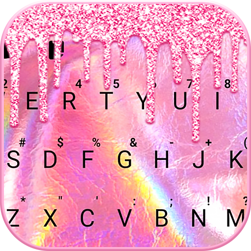 Pink Shiny Foil Keyboard Backg logo