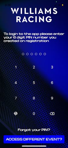 Android application Williams Events screenshort
