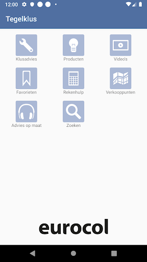 Android application eurocol tegelklus app screenshort
