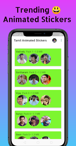 Android application Funny Tamil Animated Stickers screenshort