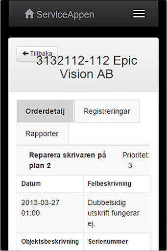ServiceAppen Screen 2