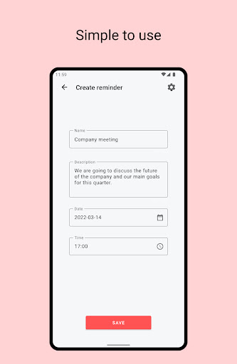 Memento: Time based reminders Screen 2