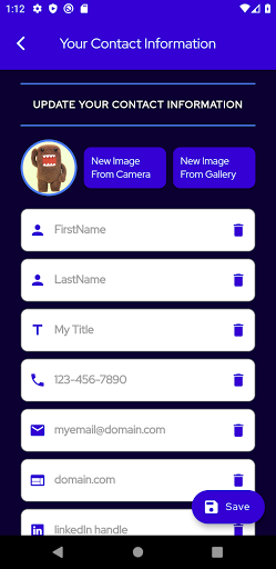 bizCard Screen 2