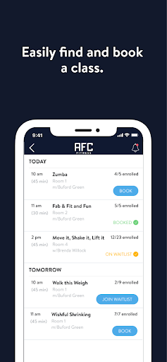Screenshot of AFC Fitness Mobile